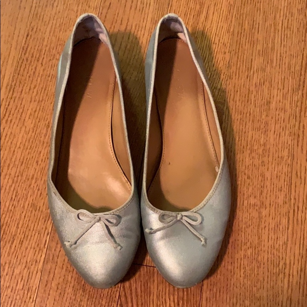 Silver jcrew ballet bow flats
